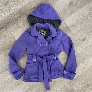 YMI purple pea coat removable hood